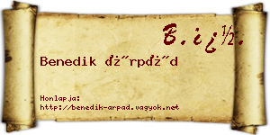 Benedik Árpád névjegykártya